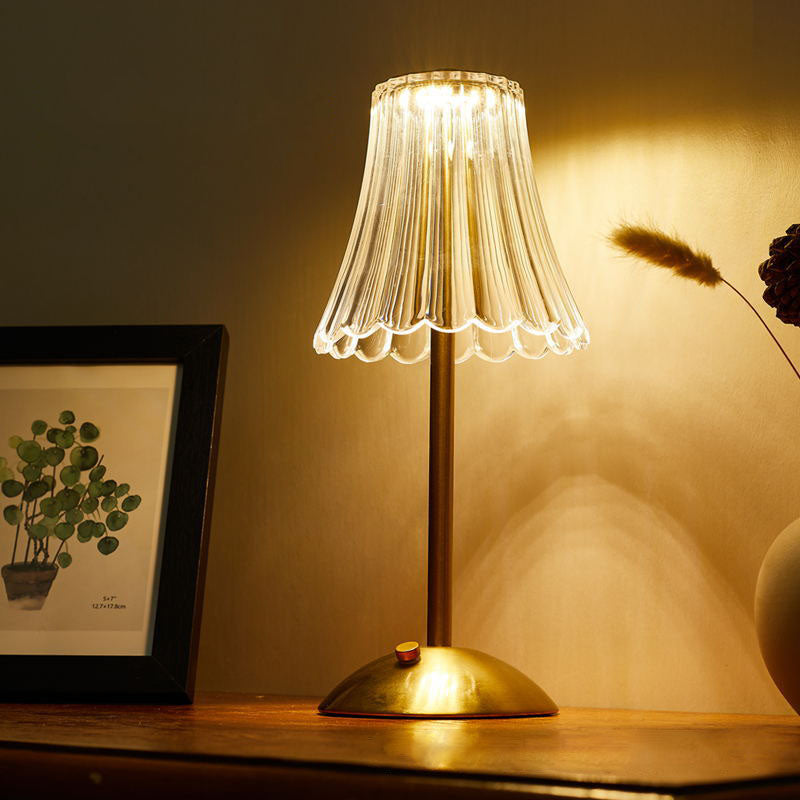 Lampe de Table LED en Métal Acrylique Fleur Vintage Traditionnelle Pour Chambre 