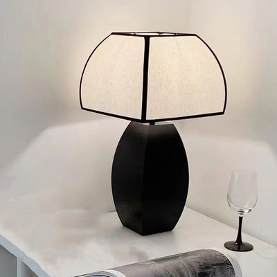 Contemporary Vintage Quadrilateral Column Iron Fabric 1-Light Table Lamp For Bedroom