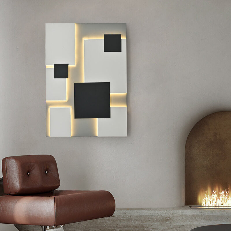Modern Minimalist Square Geometric Block LED Wall Sconce Lamp