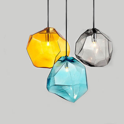 Modern Simplicity Irregular Shape Glass 1-Light Pendant Light For Living Room