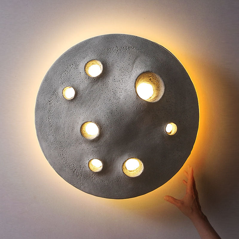 Lámpara Aplique de Pared LED de Hormigón Lunar Impermeable Creativa Contemporánea para Jardín 