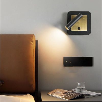 Lámpara Aplique de Pared LED de Metal Cilíndrico Cuadrado Redondo Giratorio Minimalista Moderna para Dormitorio 