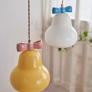 Contemporain Créatif Gourde Bow Matériel Verre Suspension 1-Lumière Pour Salon 