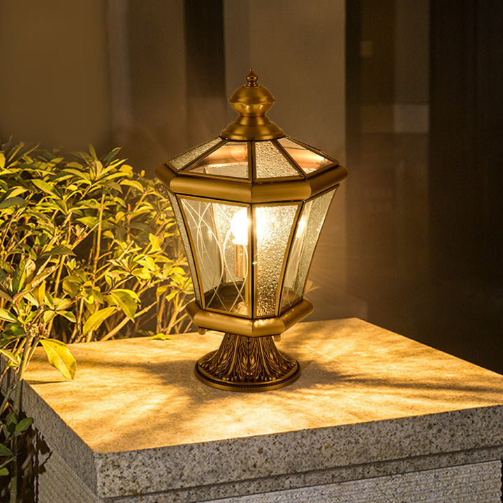 Luz de Paisaje de Césped de 1 Luz de Vidrio de Cobre Impermeable Industrial Contemporáneo para Patio Exterior 