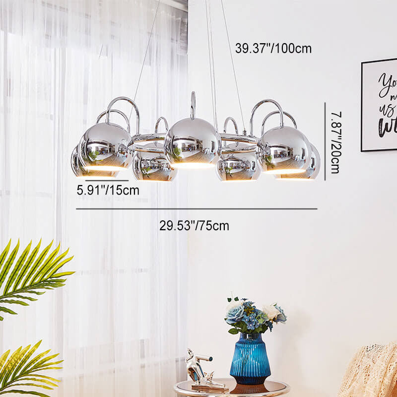 Nordic Minimalist Spherical Electroplated Iron Silver Finish Frame 3/5/7-Light Chandelier
