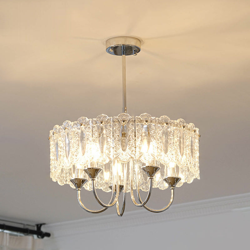 Porte-bougie rond en verre et fer traditionnel français 4/5/6 Lumières Lustres pour chambre 