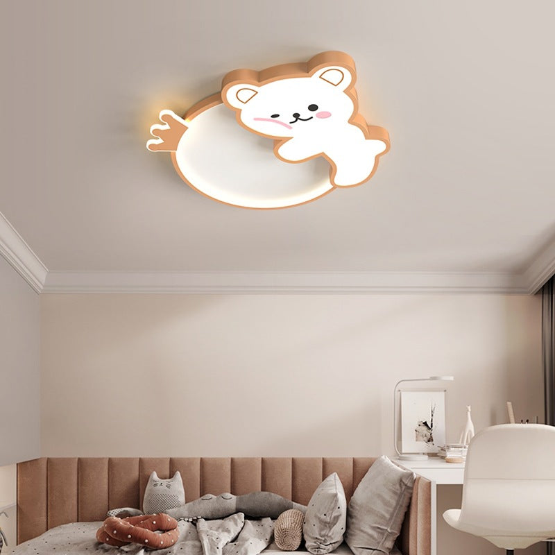 Luz de techo LED de montaje empotrado de hierro acrílico con diseño de oso creativo contemporáneo para dormitorio 