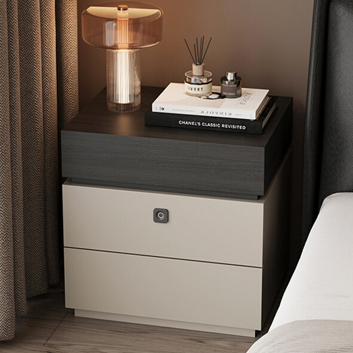 Contemporary Luxury Rectangular Plywood Eucalyptus Wood Nightstand 3-Drawer For Bedroom