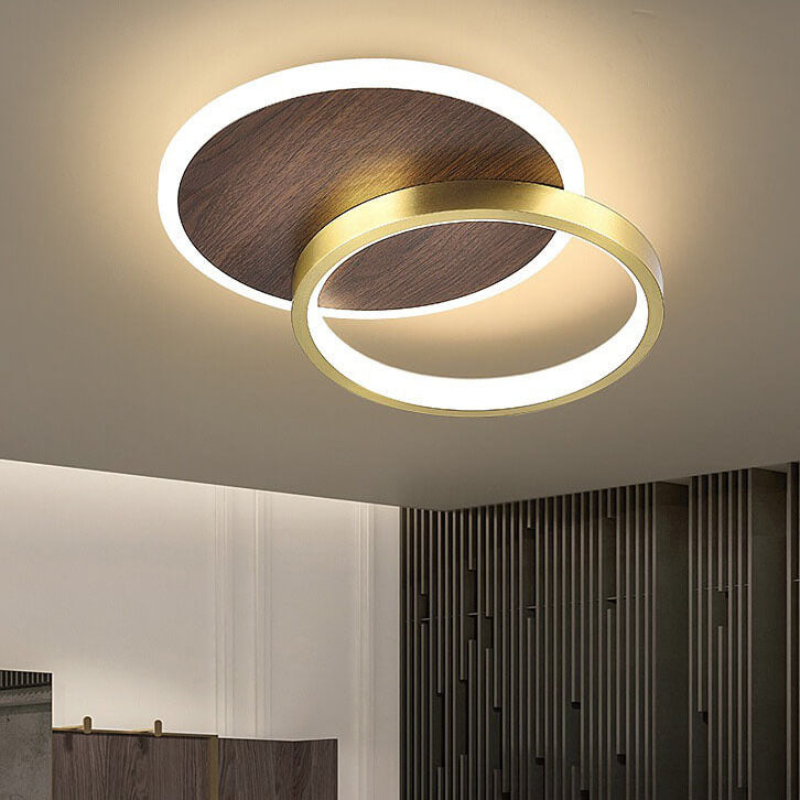 Modern Minimalist Aluminum Circular Square LED Semi-Flush Mount Ceiling Light