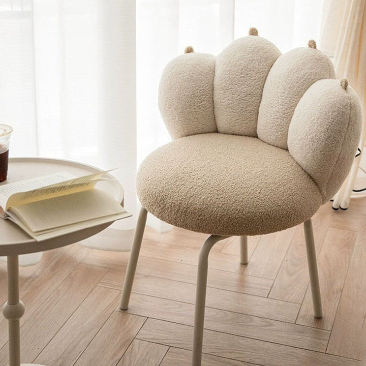 Tabouret de coiffeuse en métal avec dossier en agneau d&