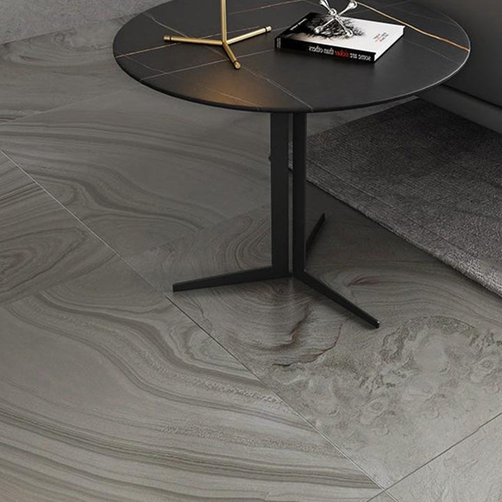 Mesa de Centro Moderna de Lujo Redonda de Acero al Carbono para Sala de Estar 