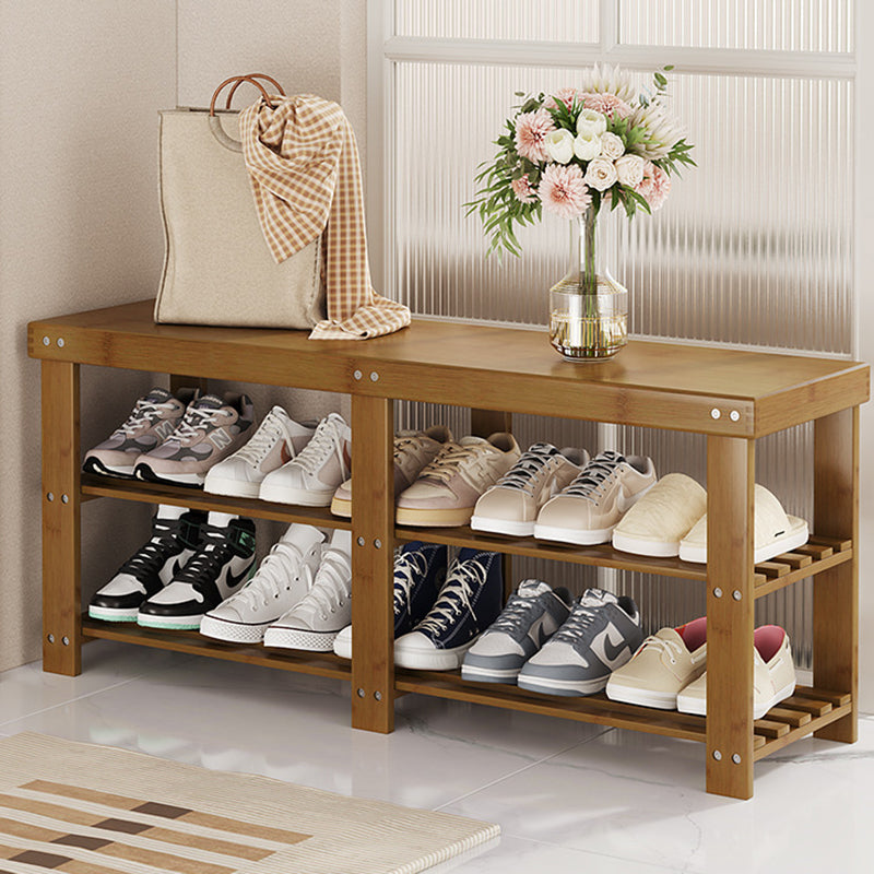 Moderner minimalistischer rechteckiger Heather Bambus Schuhschrank mit 2 Regalen für Eingangsbereiche 