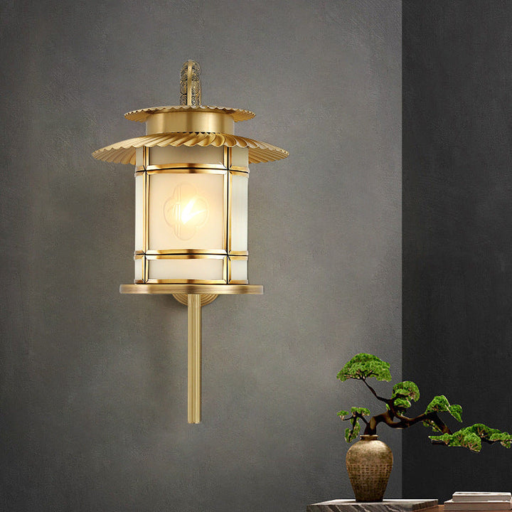 Traditionelle chinesische Kupferlaternen-Design 1-flammige Wandleuchte für den Flur 