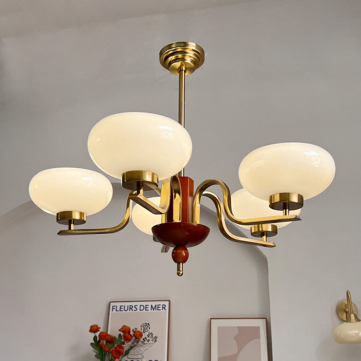 Chandeliers traditionnels vintage en métal et verre ovales ronds 3/5 lumières pour salon 
