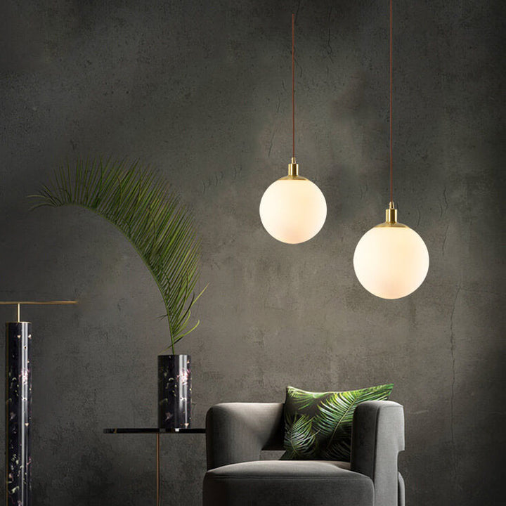 Lámpara colgante de 1 luz, orbe blanca minimalista nórdica 