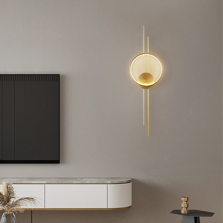 Modern Minimalist Asymmetric Copper LED Wall Sconce Lamp For Living Room