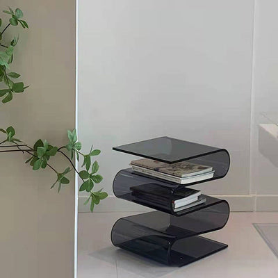 Modern Minimalist Square Curved Acrylic End Table 5-Tier For Living Room
