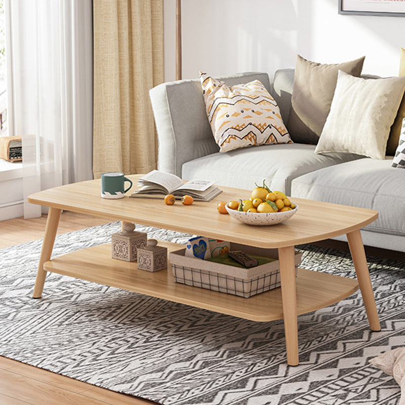 Moderner minimalistischer rechteckiger MDF-Couchtisch aus Massivholz, 2-stufig, für das Wohnzimmer 
