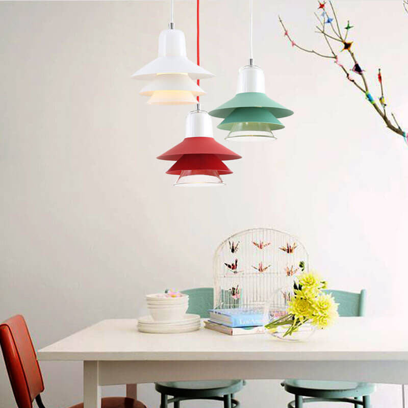 Nordic Minimalist Multi-Layer Cone Glass Hardware 1-Light Pendant Light