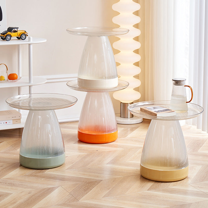 Mesa de café contemporánea creativa redonda de cono de plástico PET para sala de estar 