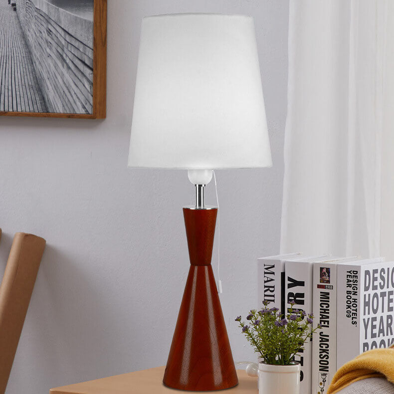 European Minimalist Oak Lamp Body Cotton PC Lampshade 1-Light Table Lamp