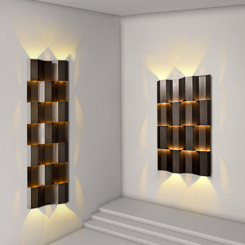 Applique murale LED rectangulaire en aluminium étanche rétro contemporain pour patio extérieur 