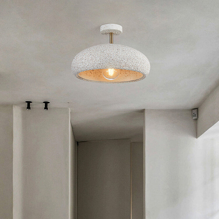 Moderne minimalistische ovale Gips-Eisen 1-Licht Semi-Flush-Montage Deckenleuchte 