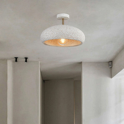 Moderne minimalistische ovale Gips-Eisen 1-Licht Semi-Flush-Montage Deckenleuchte 