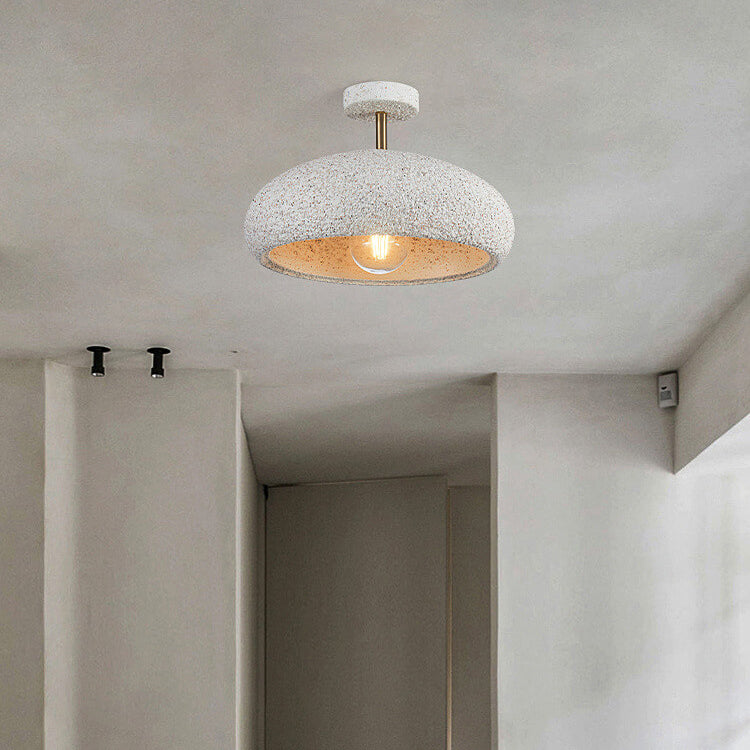 Moderne minimalistische ovale Gips-Eisen 1-Licht Semi-Flush-Montage Deckenleuchte 