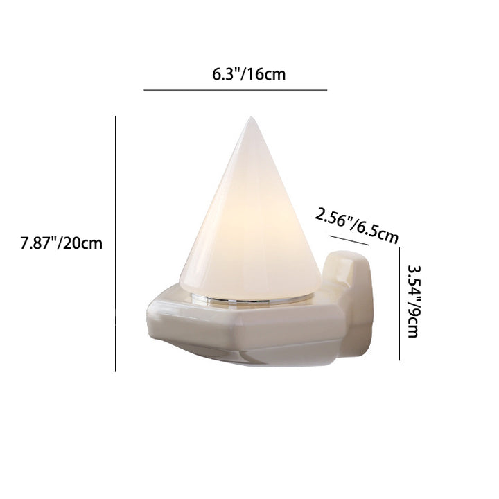Traditional Vintage Conical Ceramic Glass Iron 1-Light Wall Sconce Lamp For Living Room