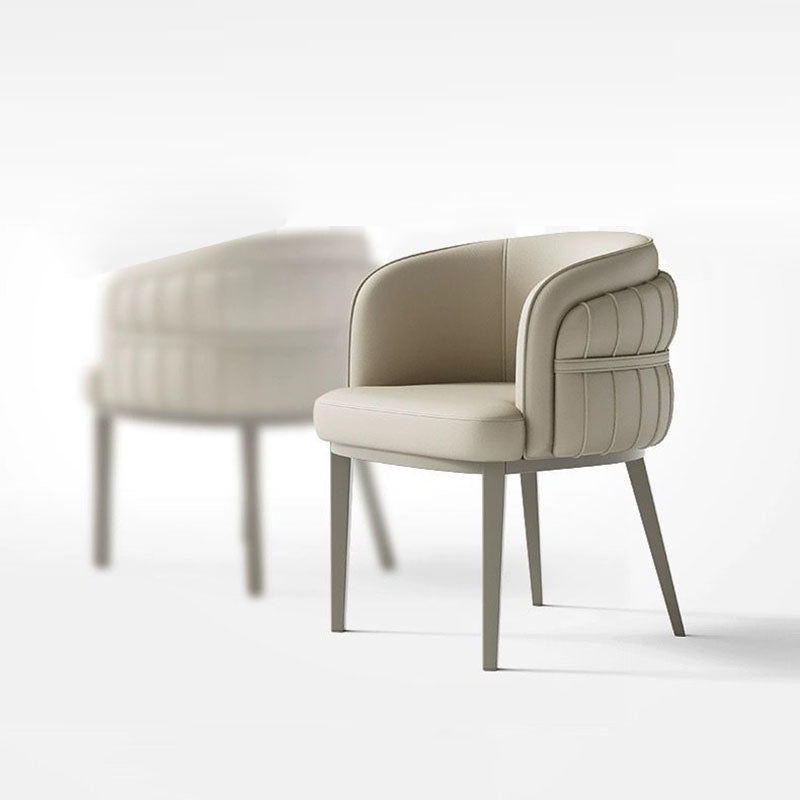 Chaise de salle à manger moderne de luxe ronde en similicuir avec dossier incurvé en acier au carbone 
