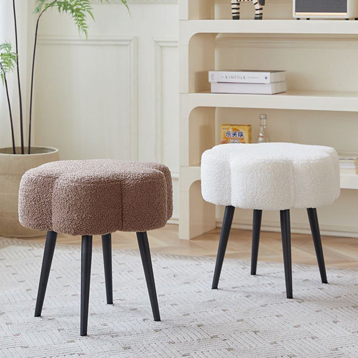 Modern Minimalist Cloud Sherpa Fabric Iron Vanity Stool For Bedroom