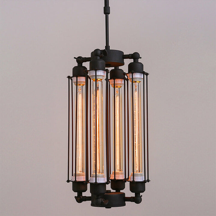 Retro Industrial Long 4-Light Island Light Chandelier