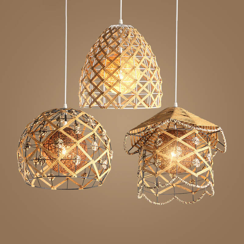 Japanese Creative Rattan Weaving Bird Nest 1-Light Pendant Light