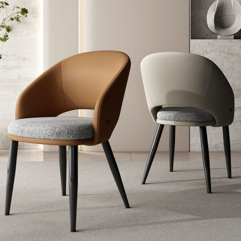 Modern Luxury Square Carbon Steel Faux Leather Foam Dining Chair Backrest For Dining Room