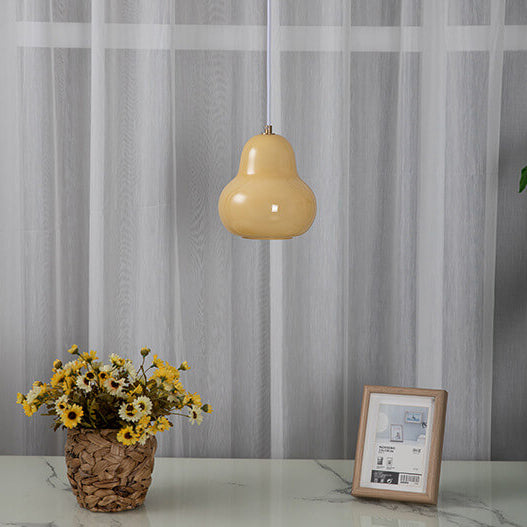 Traditional Vintage Glass Iron Gourd Design 1-Light Pendant Light for Living Room