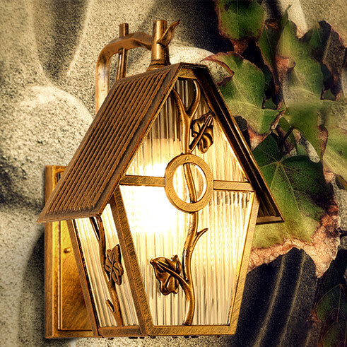 Applique murale extérieure rétro en aluminium étanche avec verre dépoli et 1 lumière 