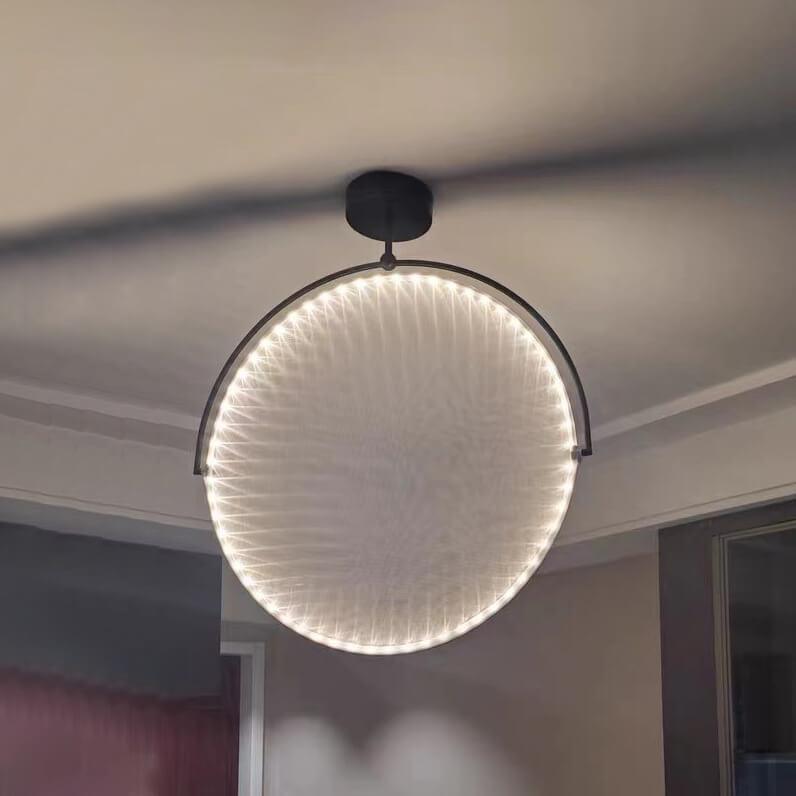 Modern Transitional Iron Silk Round Piece LED Chandelier For Dining Room