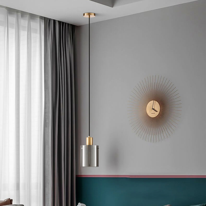 Nordic Minimalist Glass Cylinder Jar 1-Light Pendant Light