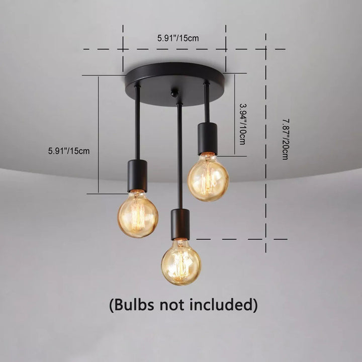 Industrial Retro Wrought Iron Round Glass Shade 3-Light Chandelier