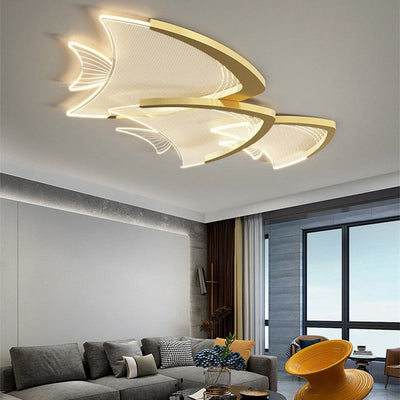 Modern Art Deco Fish Acrylic Aluminum LED Flush Mount Ceiling Light For Bedroom