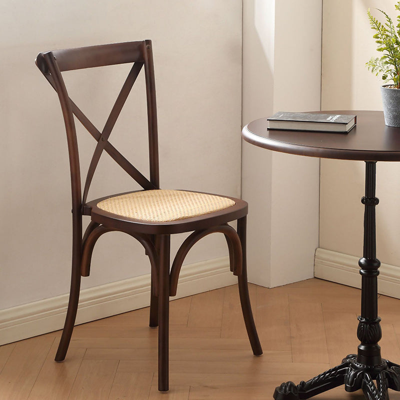 Dossier de chaise de salle à manger en rotin tissé rustique traditionnel en bois éponge rond rectangulaire 