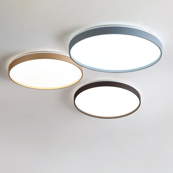 Modern Minimalist Round Solid Color Acrylic Iron LED Flush Mount Ceiling Light For Living Room &amp; Bedroom