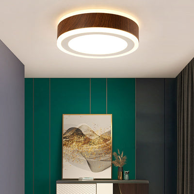 Moderne minimalistische runde quadratische Holzmaserung Hardware Acryl LED Unterputz Deckenleuchte für Wohnzimmer 