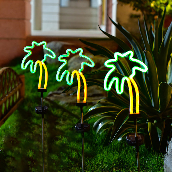 Lumière extérieure LED solaire étanche en acier inoxydable PVC avec design minimaliste moderne pour jardin avec arbre de noix de coco et ananas 