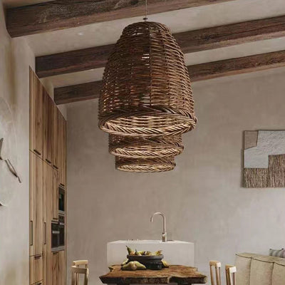 Traditionelle zylindrische Pendelleuchte im Landhausstil mit 1 Licht im Grasranken-Design für das Wohnzimmer 