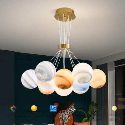 Zeitgenössischer kreativer Mondglas-Kronleuchter mit 7/13/19 Lichtern für Wohnzimmer 
