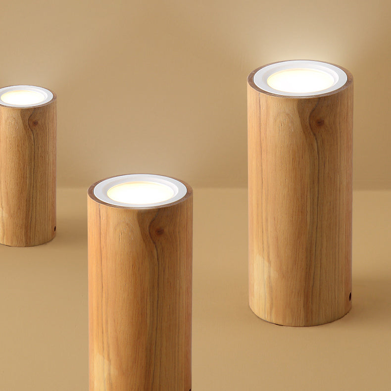 Nordic Creative Log Wood Tube LED Flush Mount Ceiling Light