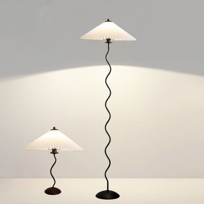 Vintage Fabric Pleated Shade 1-Light Standing Floor Lamp