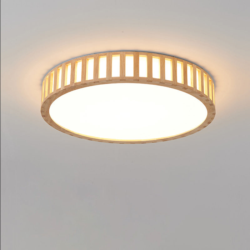 Moderne unbedeutende runde hölzerne Acryl-LED-Unterputz-Deckenleuchte für Schlafzimmer 